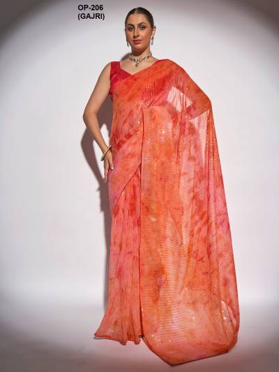 D.NO. OP-206 GAJRI BY LAMINAM GEORGETTE SAREE MANUFACTURER IN INDIA
